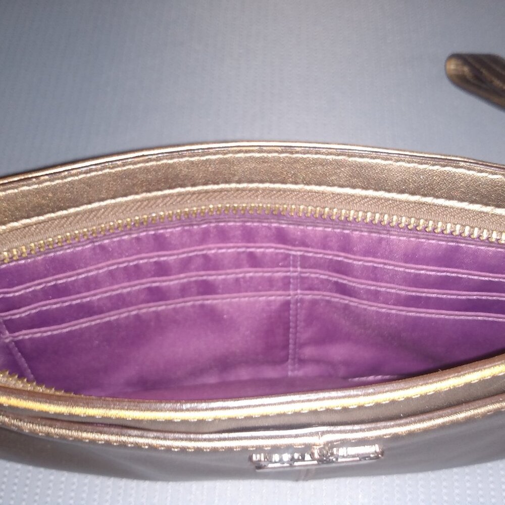 Coach Gold Metallic Leather Clutch Wristlet - Picture 8 of 11